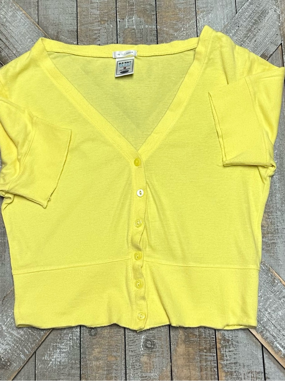 Old Navy Bright Yellow Button Front V-Neck Women’s Top